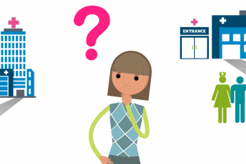 a preview screenshot of the Healthwatch Lambeth video  - a girl standing in the center, with a question mark above her head