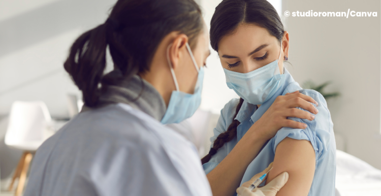 A woman having a vaccination