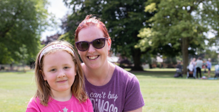 Mother and child at a picnic