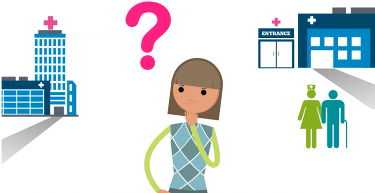 a preview screenshot of the Healthwatch Lambeth video  - a girl standing in the center, with a question mark above her head