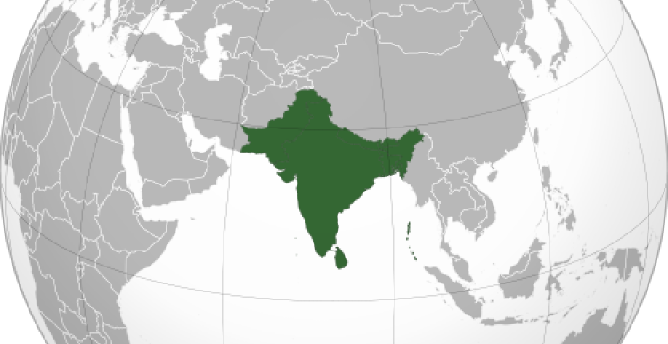 Map of the Indian subcontinent.