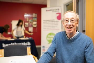 A man at a Healthwatch event