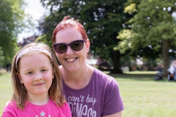 Mother and child at a picnic