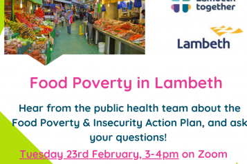 flyer for Lambeth food poverty webinar