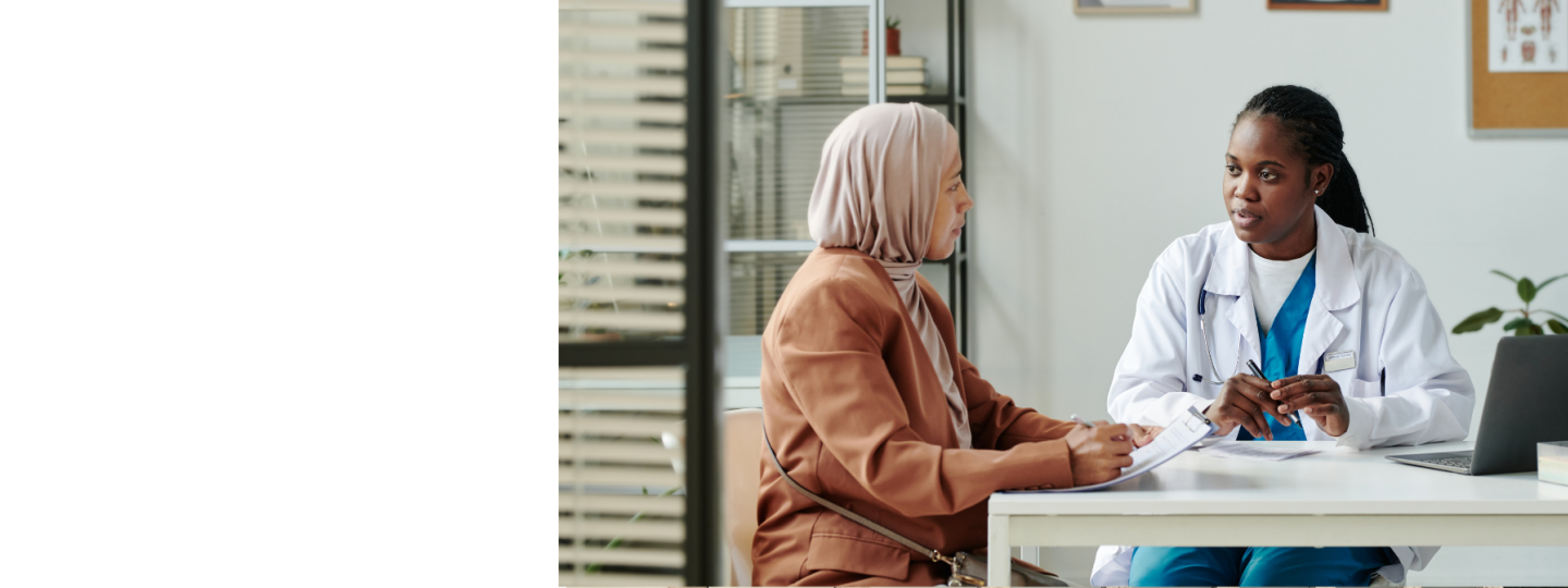 Woman and doctor talking